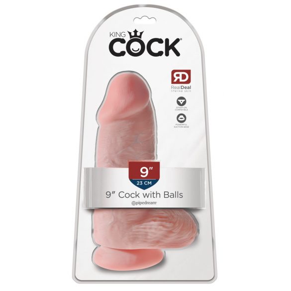 King Cock 9 Chubby - zaciskane dildo do jąder (23 cm) - naturalne 