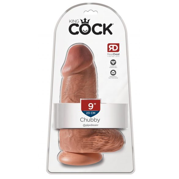 King Cock 9 Gruby przyjemniaczek - przyssawka, dildo (23 cm) - ciemny naturalny