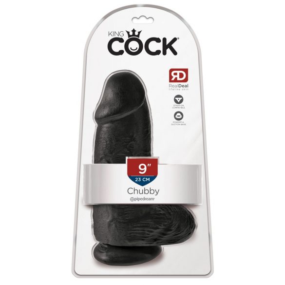 King Cock 9 Chubby - zaciskane dildo do jąder (23 cm) - czarny 