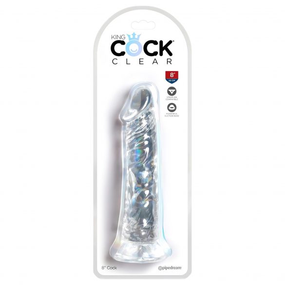 King Cock Clear 8 - przyssawkowy, duży dildo (20cm)