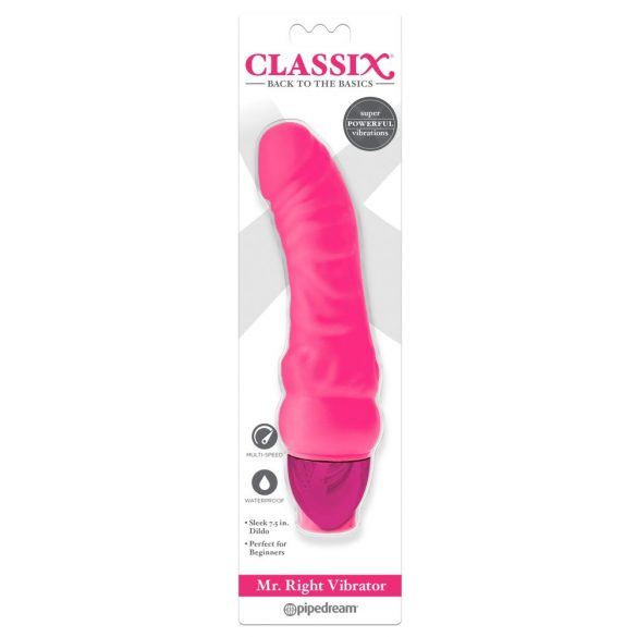 Classix Mr. Right - silikonowe dildo dla początkujących z penisem (różowe) 