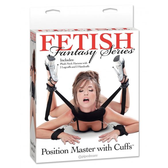 Fetish Position Master - zestaw do bondage z kajdankami (czarny) 