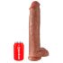 King Cock 15 - przyssawkowy, z jądrami, gigantyczny dildo (38 cm) - ciemny naturalny