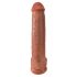 King Cock 15 - zaciskane, jądrowe, gigantyczne dildo (38 cm) - ciemny naturalny 