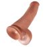 King Cock 15 - przyssawkowy, z jądrami, gigantyczny dildo (38 cm) - ciemny naturalny