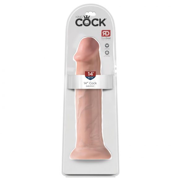 Król Cock 14 - przyssawkowy, duży dildo (36 cm) - naturalny