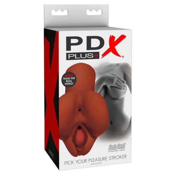 PDX Pick Your Pleasure Stroker - realistyczny masturbator 2 w 1 (brązowy) 