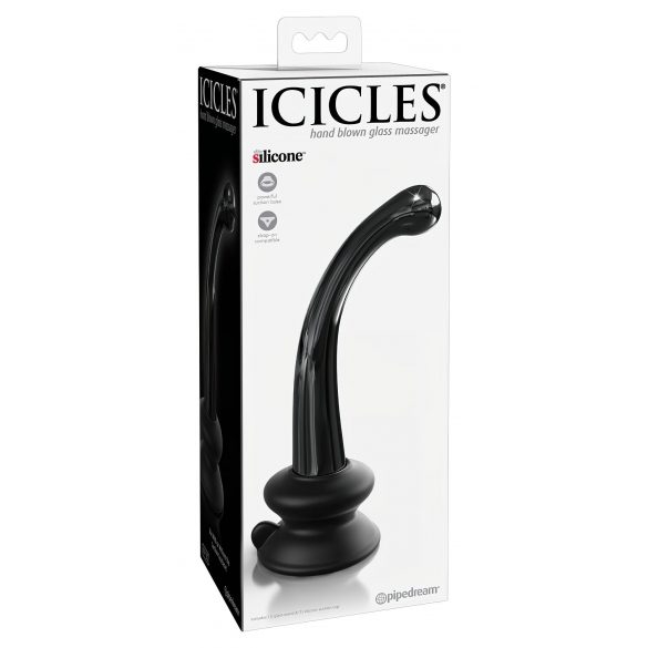 Icicles No. 87 - szklane dildo z punktem G+P (czarne) 