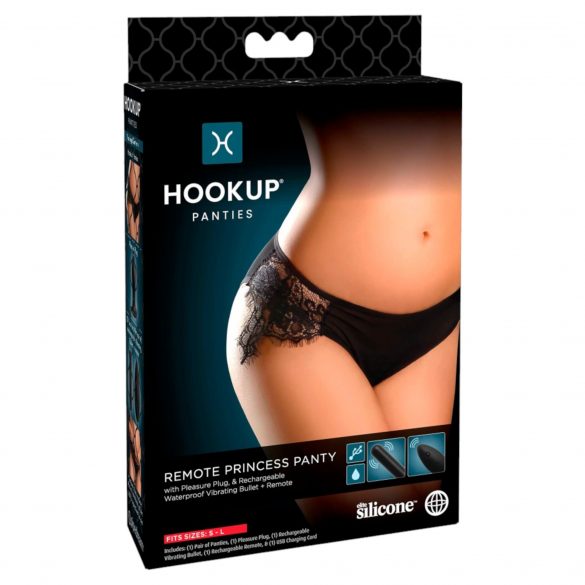 HOOKUP Princess Panty - zestaw wibrujących majtek na baterie (czarny) 