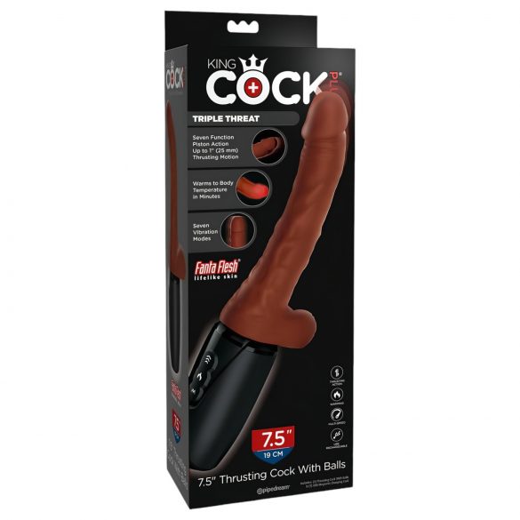 King Cock Plus 7,5 - wibrator z jądrami (brązowy)