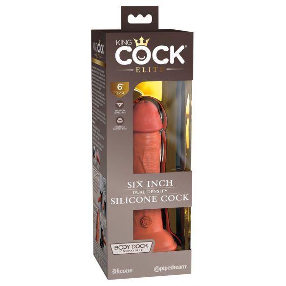 King Cock Elite 6 - zaciskane, realistyczne dildo (15 cm) - ciemne 