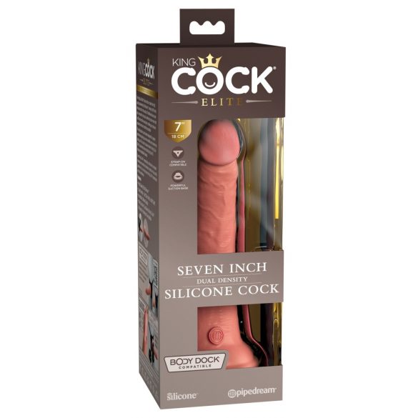 King Cock Elite 7 - zaciskane, realistyczne dildo (18 cm) - naturalne 