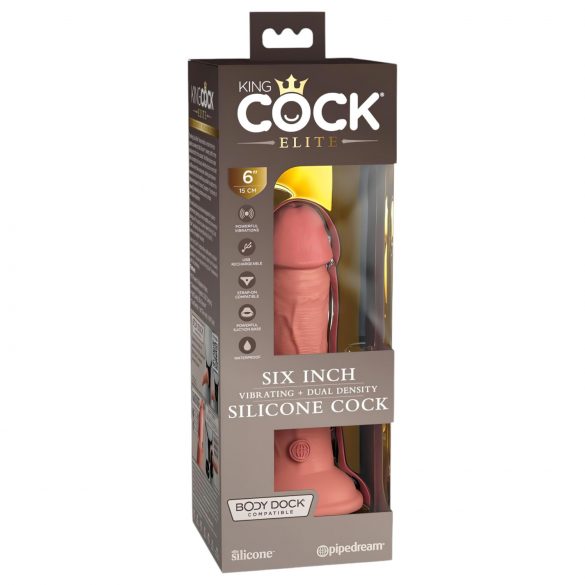 King Cock Elite 6 - realistyczny wibrator z przyssawką (15 cm) - naturalny