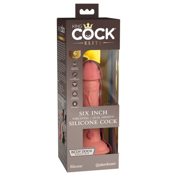 King Cock Elite 6 - zaciskane, realistyczne dildo 15 cm (ciemny naturalny) 