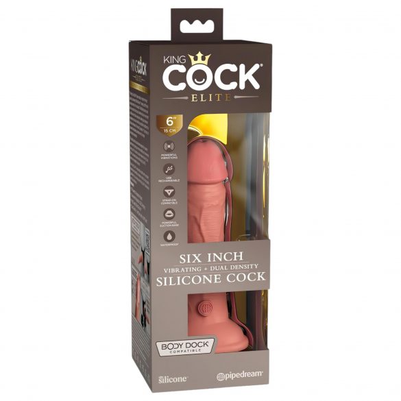 King Cock Elite 6 - zaciskane, realistyczne dildo 15 cm (ciemny naturalny) 