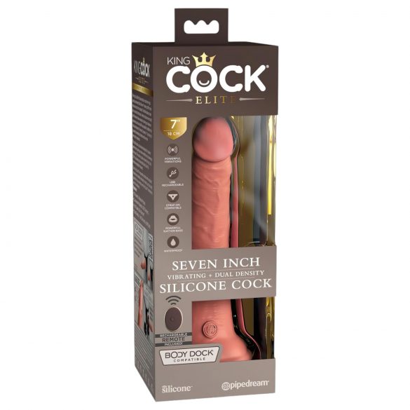 King Cock Elite 7 - sterowane radiowo, realistyczne dildo 18 cm - naturalne 