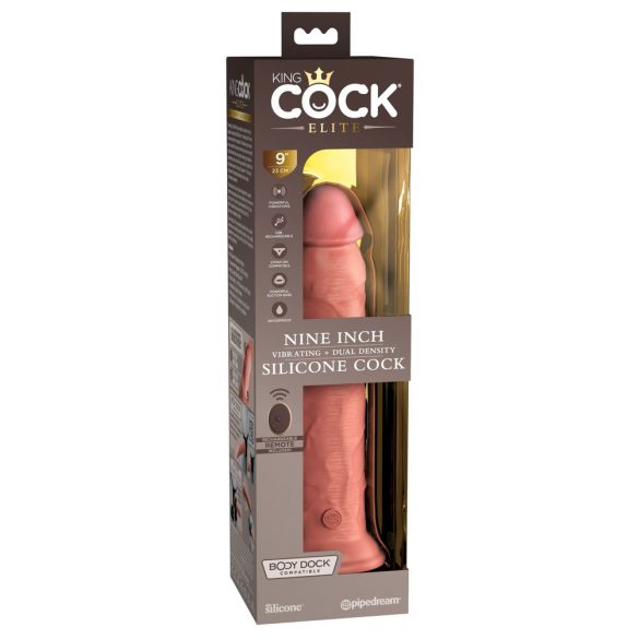 King Cock Elite 9 - sterowane radiowo dildo 23 cm - naturalne 