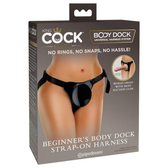 Król Cock Elite Beginner's Body Dock – przypinane majtki (czarne)