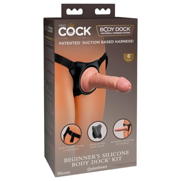 King Cock Elite dla początkujących - strap-on z uprzężą (naturalny) 