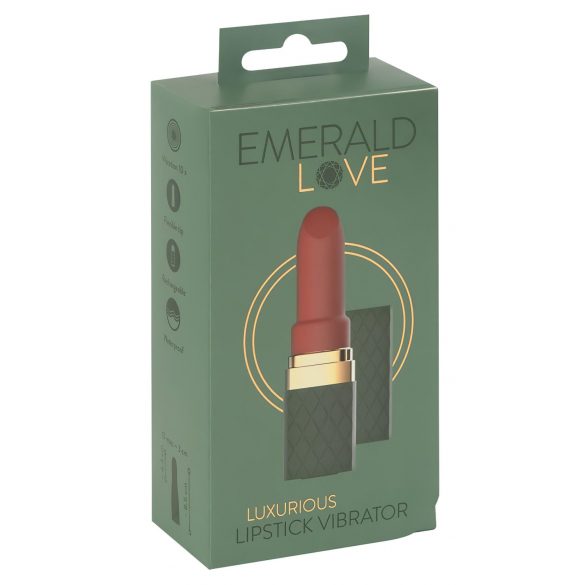 Emerald Love – wodoodporny wibrator szminkowy (zielono-bordowy)