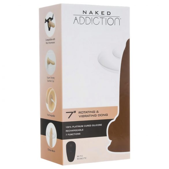 Naked Addiction Obracający się 7 - akumulator, wibrujący masażer (18 cm) - naturalny