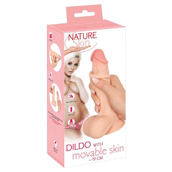 Nature Skin - Dildo ze skórą - 19 cm (naturalne) 