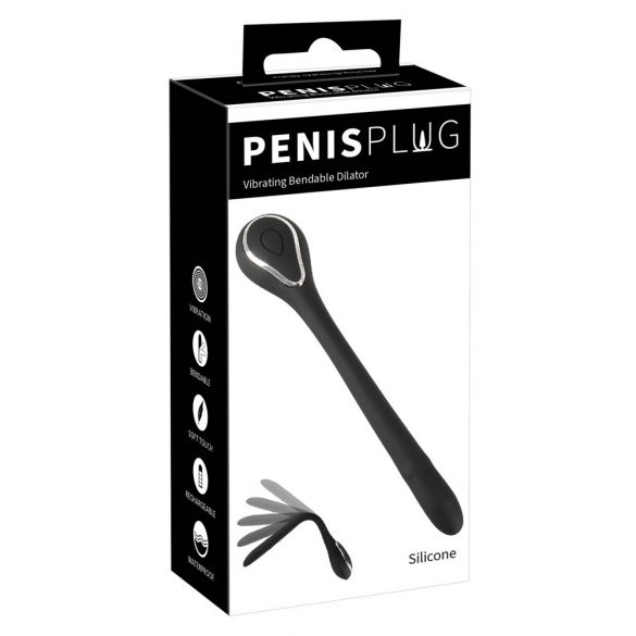 Penis Plug Dilator - akumulatorowy wibrator cewki moczowej (0,6-1,1 cm) - czarny 