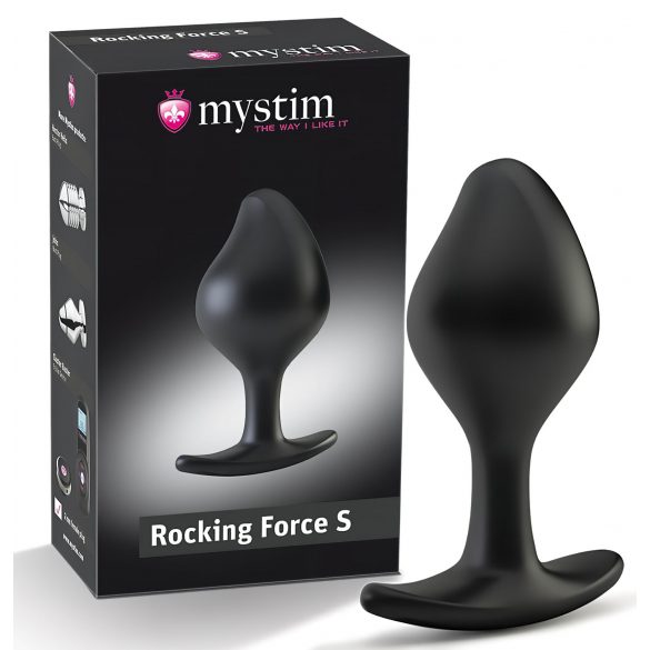 mystim Rocking Force S - dildo ze stożkiem elektrycznym - małe (czarne) 