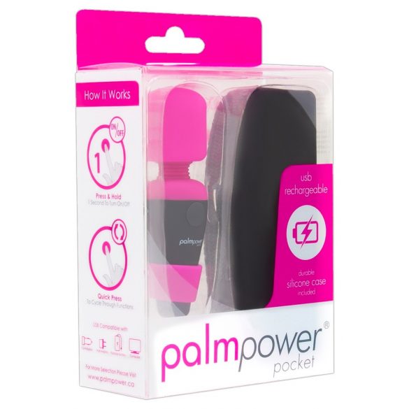 PalmPower Pocket Wand - ładowalny mini masażer-wibrator (różowo-czarny) 