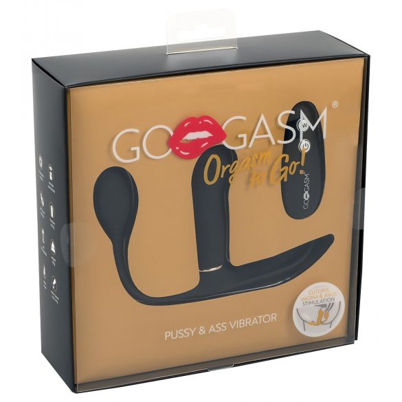 GoGasm Pussy & Ass - ładowalny, sterowany radiowo wibrator z 3 bolcami (czarny) 