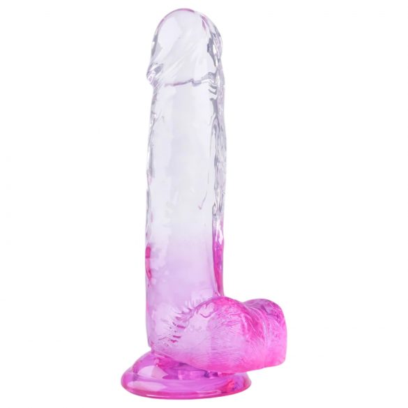 Sunfo – realistyczny dildo z przyssawką i jądrami – 22 cm (przezroczysto-fioletowy)