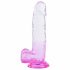 Sunfo - zaciskane, realistyczne dildo do jąder - 22 cm (półprzezroczysty fiolet) 