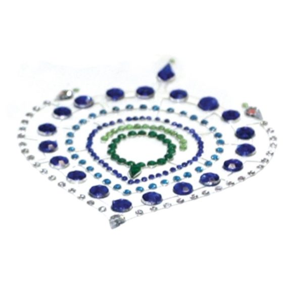 Zestaw biżuterii intymnej z błyszczącymi diamentami - 3 części (zielono-niebieski)