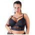 Cottelli Plus Size - koronkowy biustonosz z paskami (czarny) - 95D