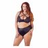 Cottelli Plus Size - biustonosz i majtki z krzyżowym paskiem (czarny) - 85E/L