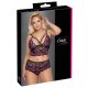 Cottelli Plus Size - Kwiatowy biustonosz (czarno-fioletowy) 