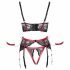 Cottelli Bondage - Matowy, koronkowy zestaw bustier (czerwony)  - M