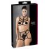 Cottelli - ornament body harness trio bielizna - czarny (S-L) 