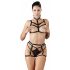 Cottelli - ornament body harness trio bielizna - czarny (S-L) 