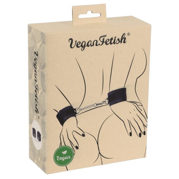 Vegan Fetish - kajdanki na nadgarstki z krótkim łańcuszkiem (czarne) 