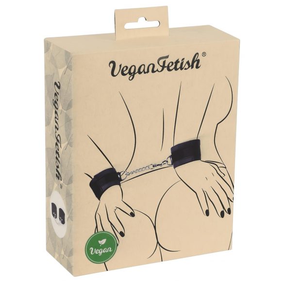 Vegan Fetish - kajdanki na nadgarstki z krótkim łańcuchem (czarne)