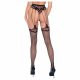 Cottelli Legwear - rajstopy z otwartym dekoltem i paskami - czarne (S-L) 