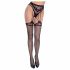 Cottelli Legwear - rajstopy z otwartym dekoltem i paskami - czarne (S-L) 