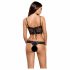 Obsessive Alluria - koronkowe body w kwiaty (czarne) 