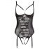 Abierta Fina - seksowne koronkowe body z otwartym przodem (czarne) - 85B/L