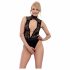 Abierta Fina - Lace Open Bodysuit with Rhinestones (Black) 