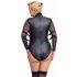 Cottelli Bondage Plus Size - koronkowe body z rękawami (czarne) 