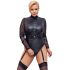 Cottelli Bondage Plus Size - koronkowe body z długim rękawem (czarne) - 3XL