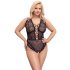 Cottelli Curves Plus Size - przezroczyste wzorzyste body (czarny) 