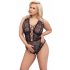 Cottelli Curves Plus Size - przezroczyste wzorzyste body (czarny) 